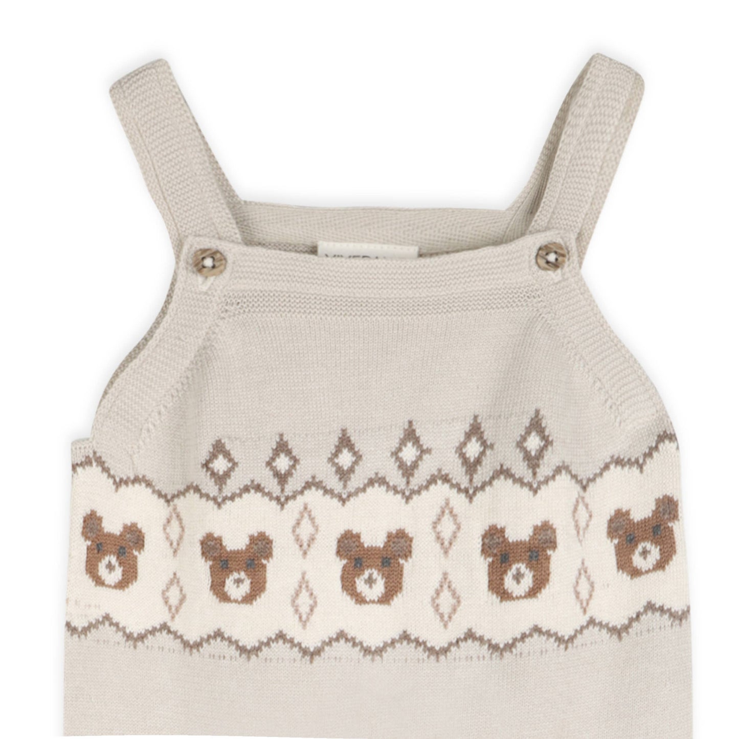 Bear Fair Isle Knit Baby Overall Set (Organic Cotton)