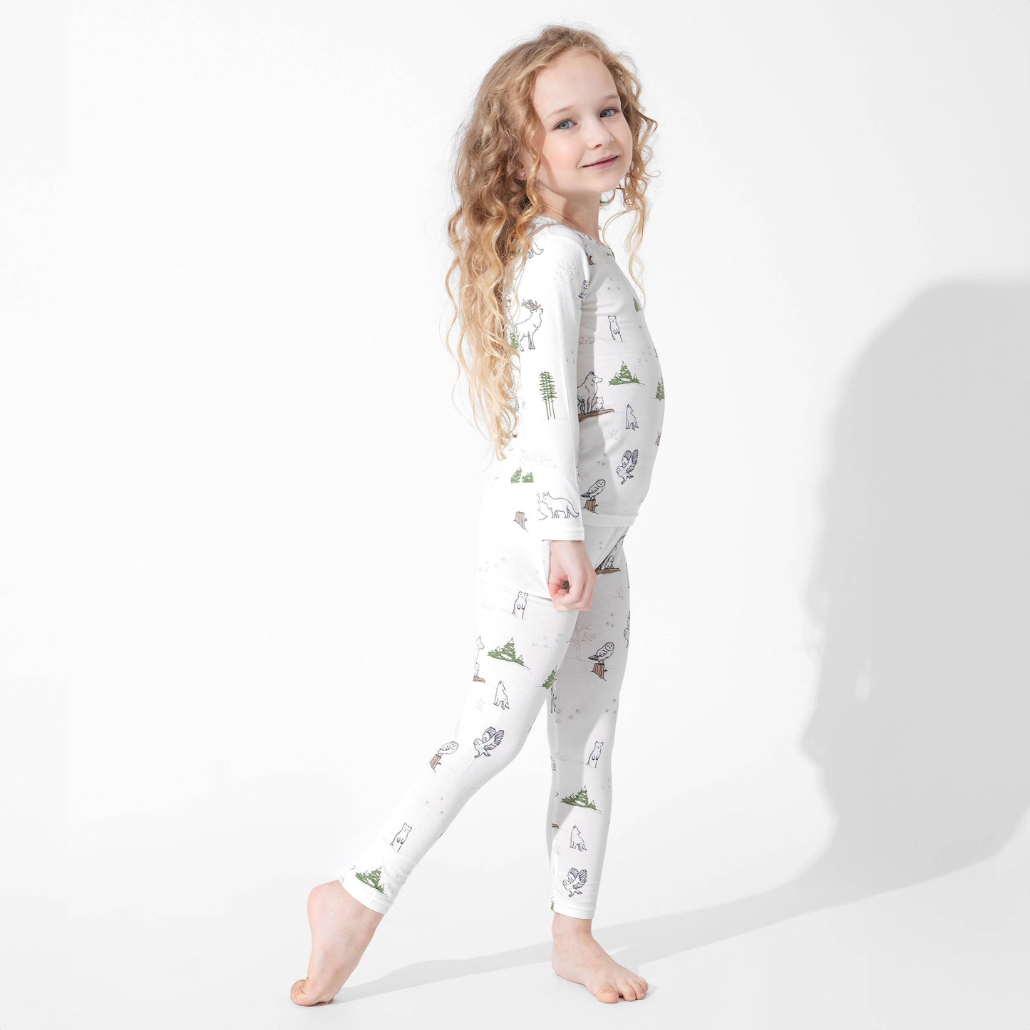 Christmas Winter Forest Animals Kids Bamboo Pajamas