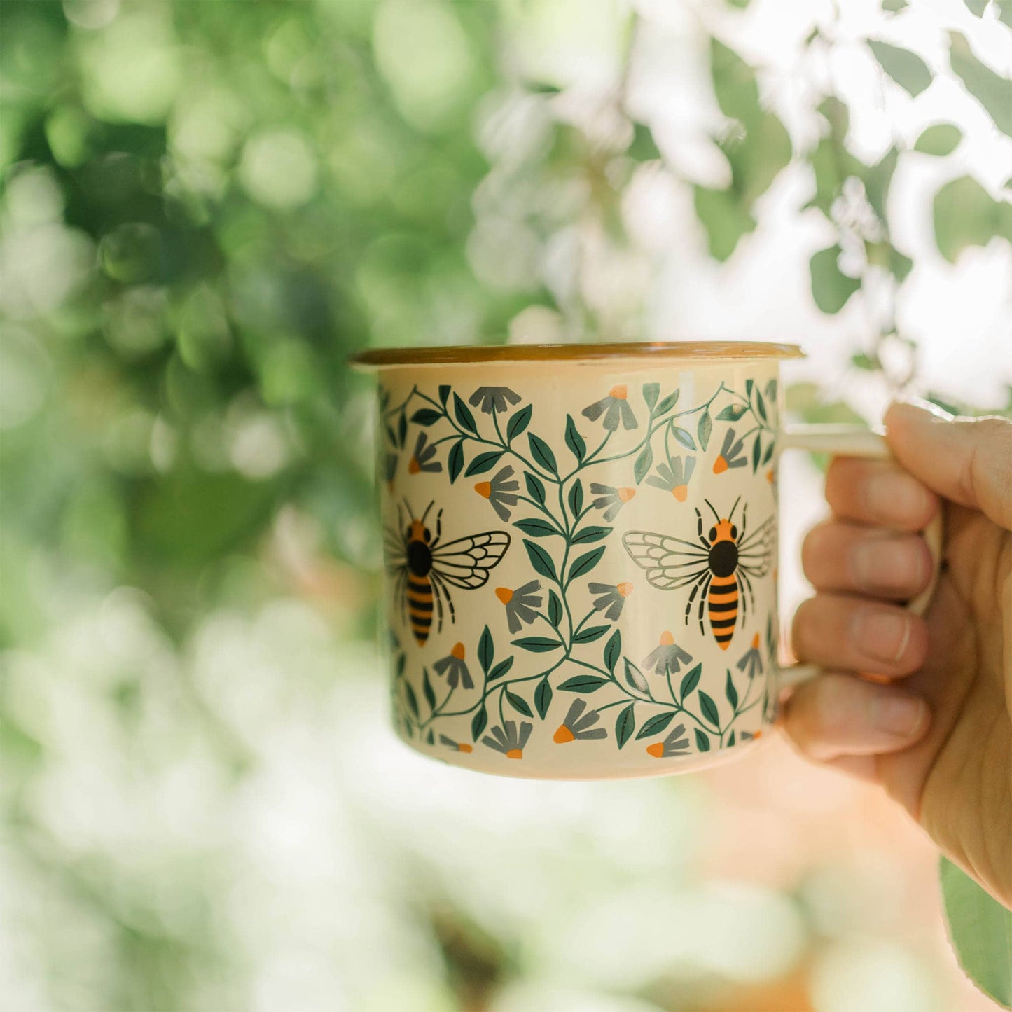 Enamel Coffee & Camp Mug | Honeybee | 16oz