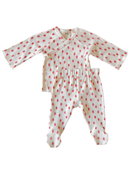 White Strawberry / Organic Pointelle Newborn Set