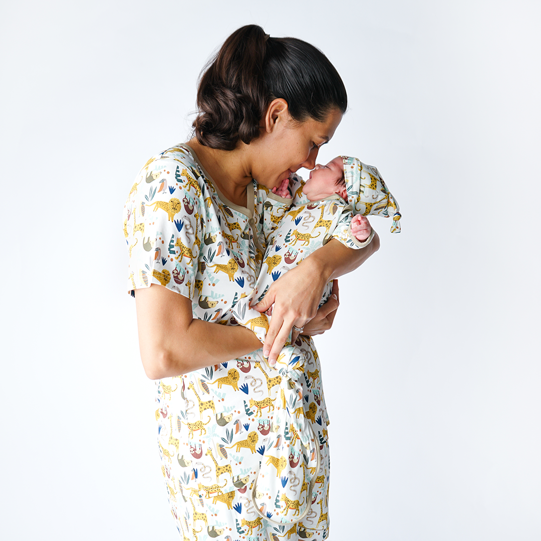 Jungle Friends Animal Newborn Baby Gown and Hat Gift Set