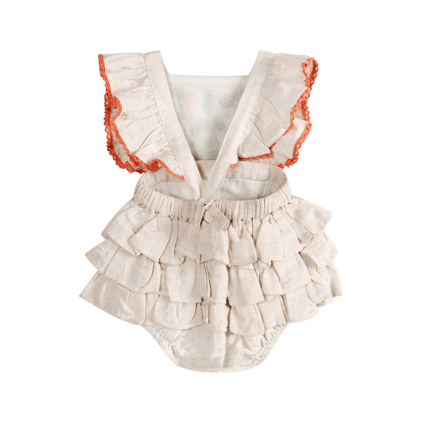 Anya Embroidered Baby Romper + Headband (Linen Blend)
