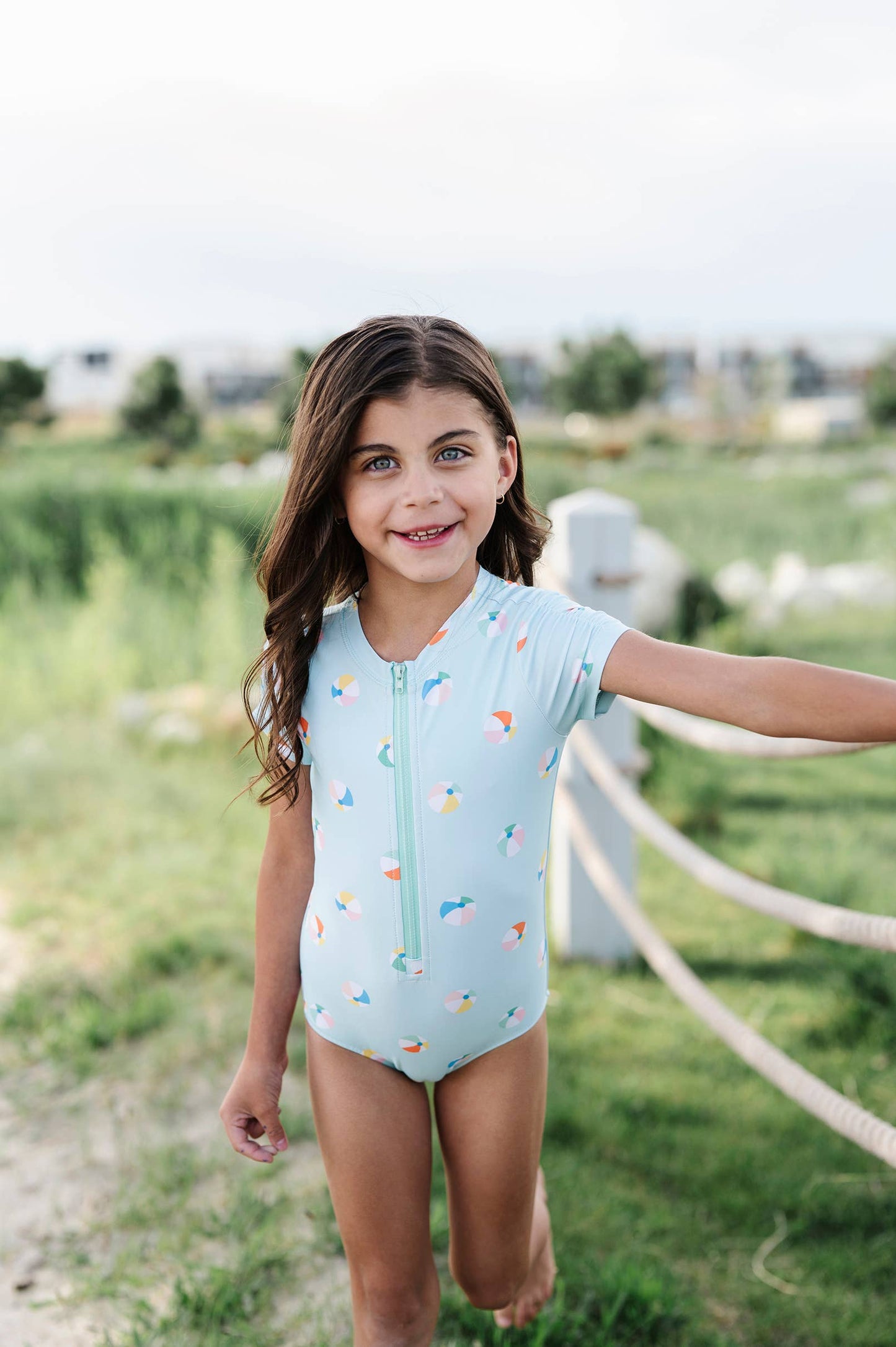 Zoey Swim in Beach Ball | UPF 50 One Piece Swimwear