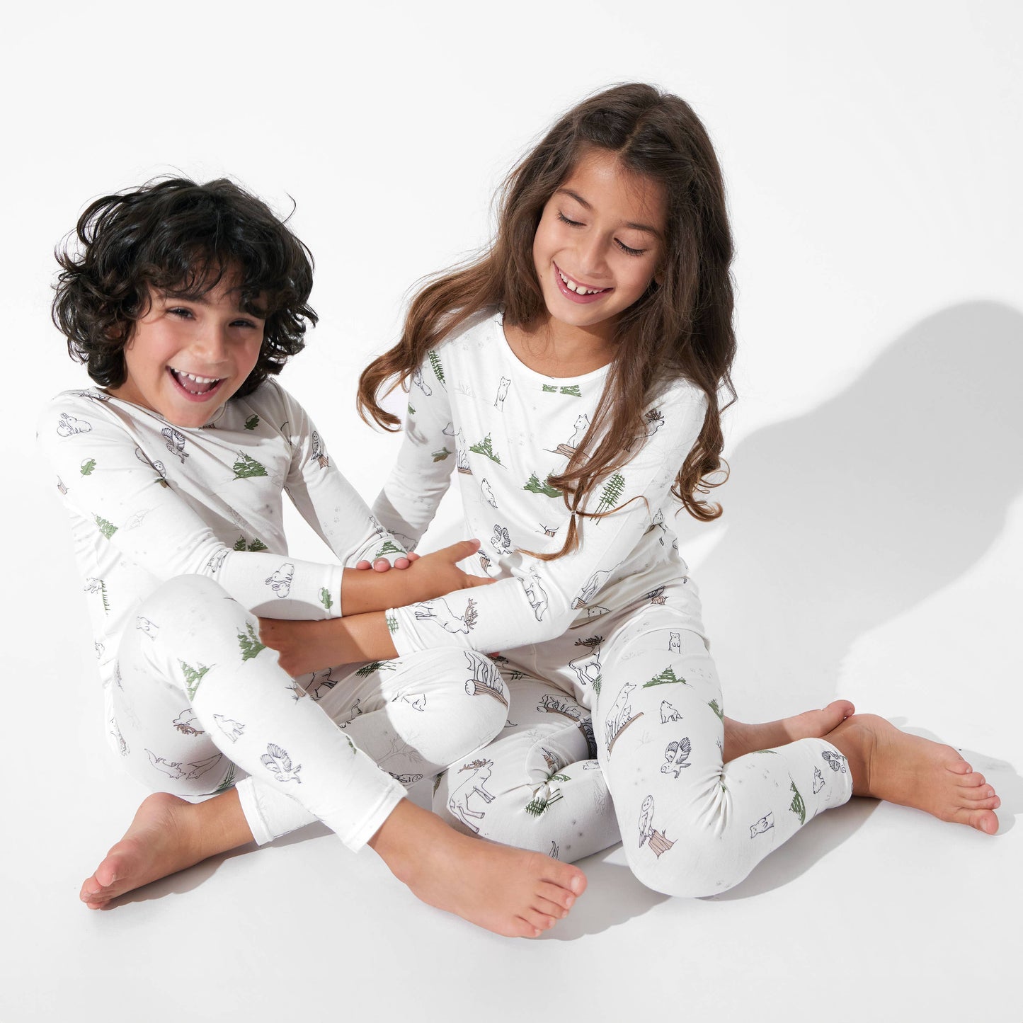 Christmas Winter Forest Animals Kids Bamboo Pajamas