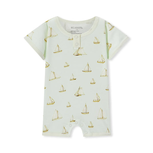 Organic Cotton Shortall | Sailboat Melody