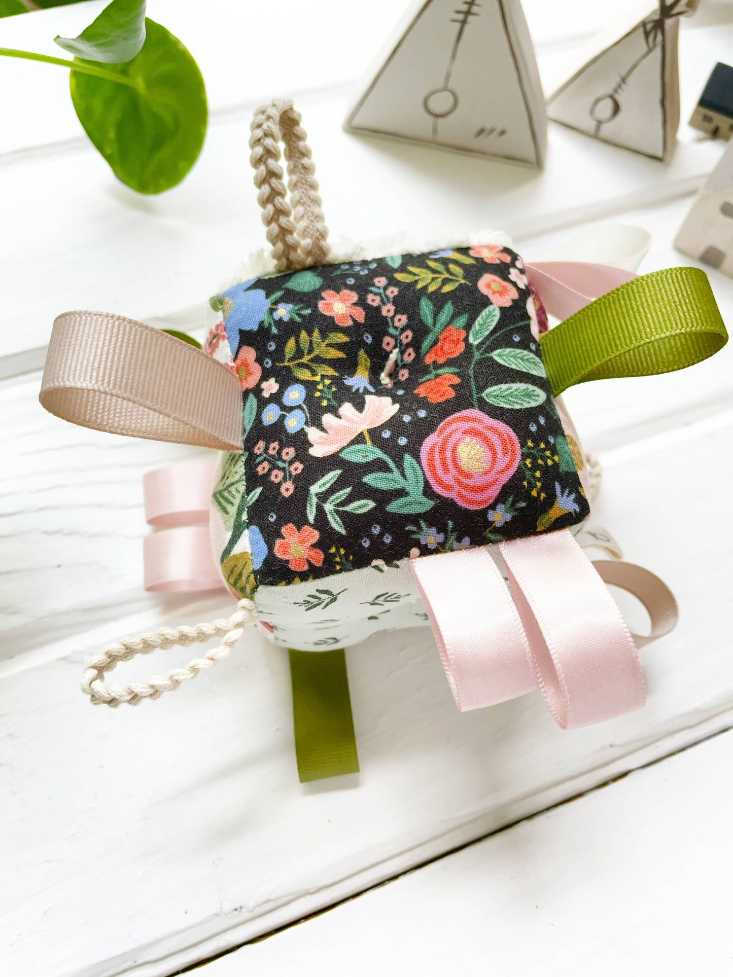 RIfle Paper Co. Floral Baby Block, Blush Pink Tag Toy