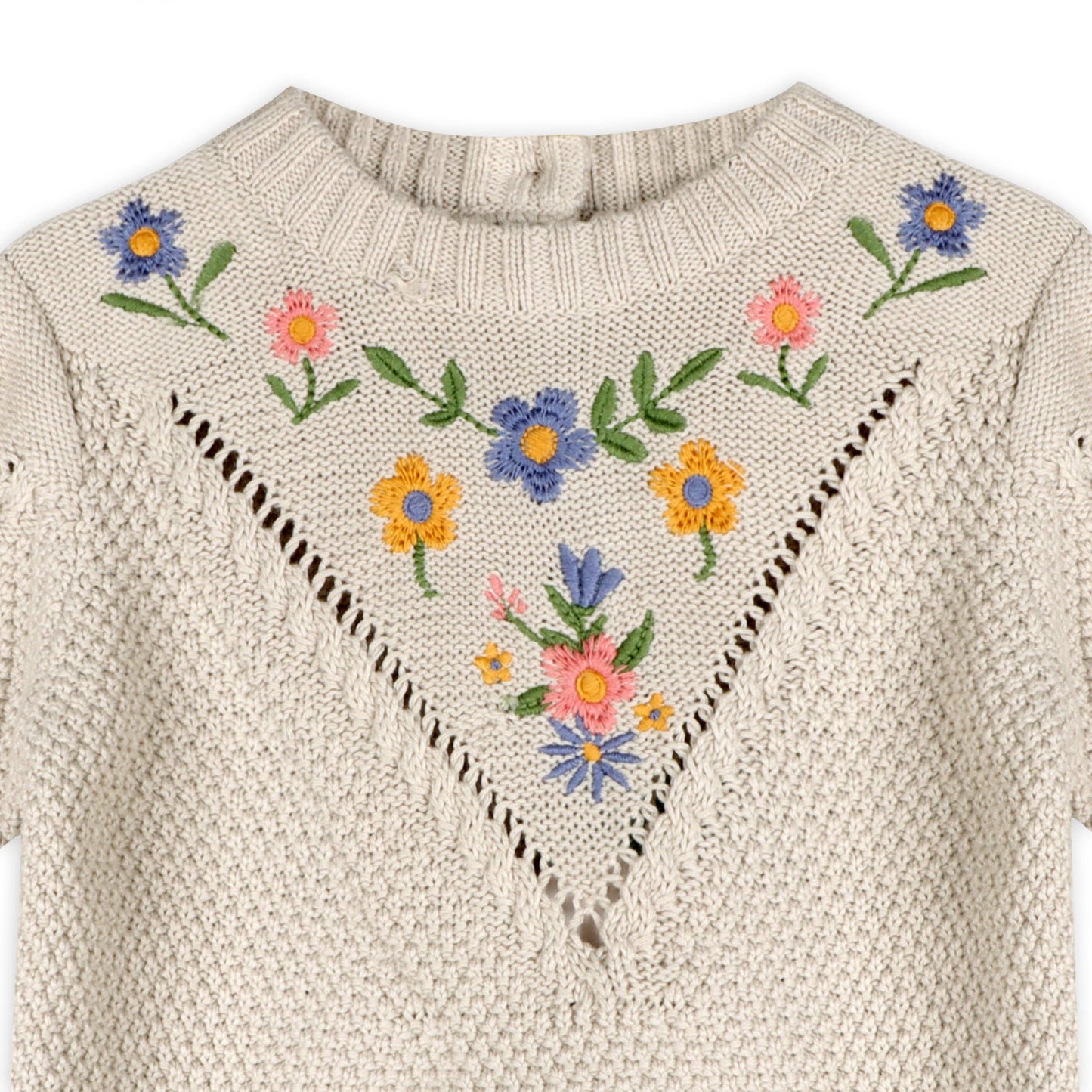 Ivy Floral Embr Tex Knit Baby Pullover (Organic Cotton)