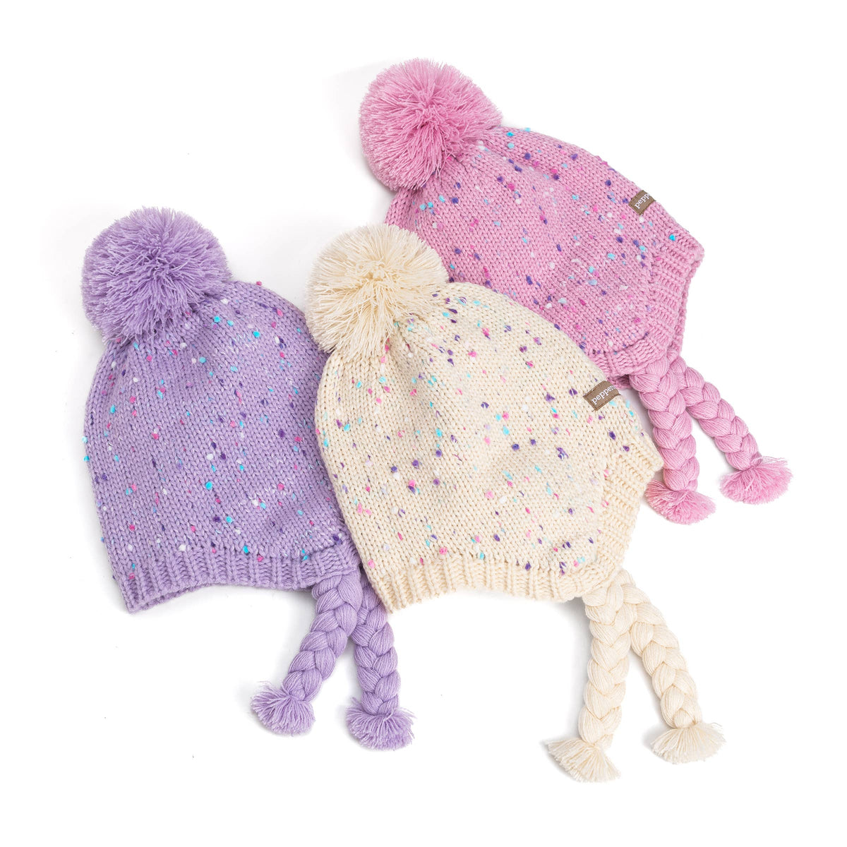 Girls Specked Earflap Winter Hat with Braids - Ages (1-12 Y)