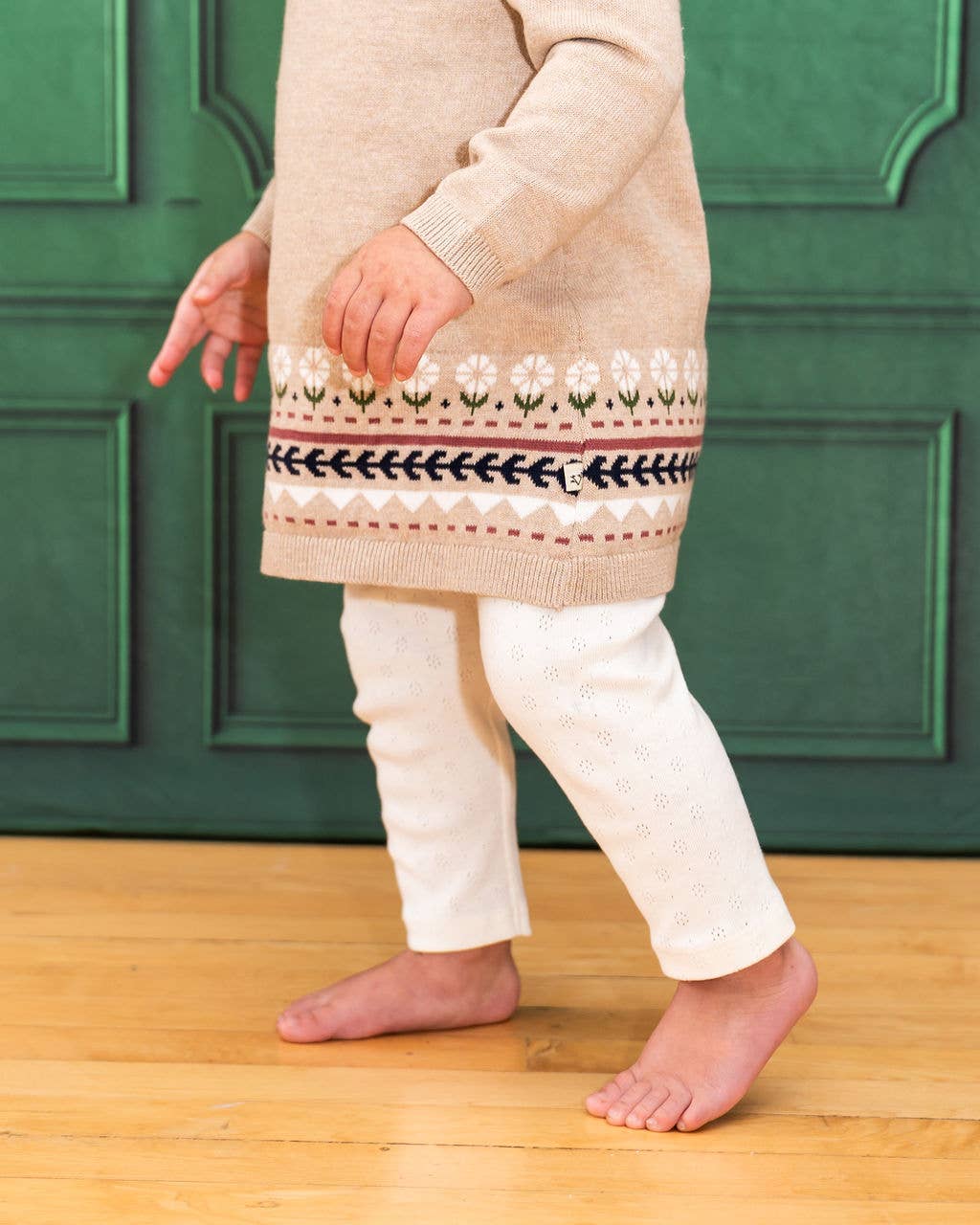 Fair Isle Baby Girl Sweater Knit Dress (Organic Cotton)