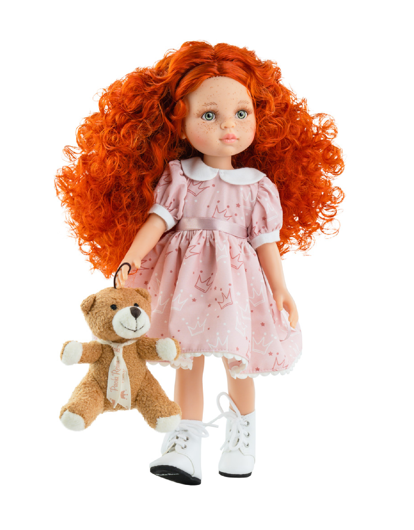 Las Amigas Doll - Margot pink dress & her teddy bear - Paola