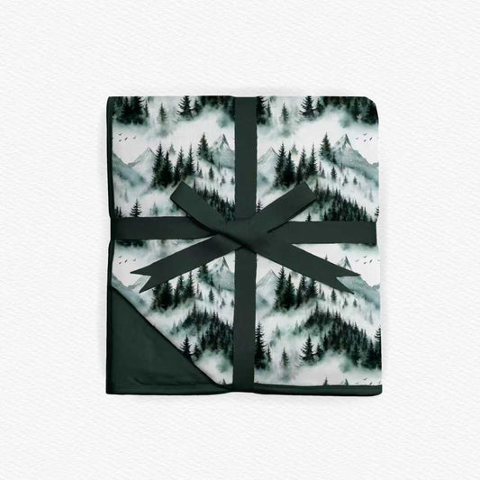 Mountain Mist Mini Quilted Blanket, Christmas bamboo quilted blanket, holiday baby blanket, baby shower gift