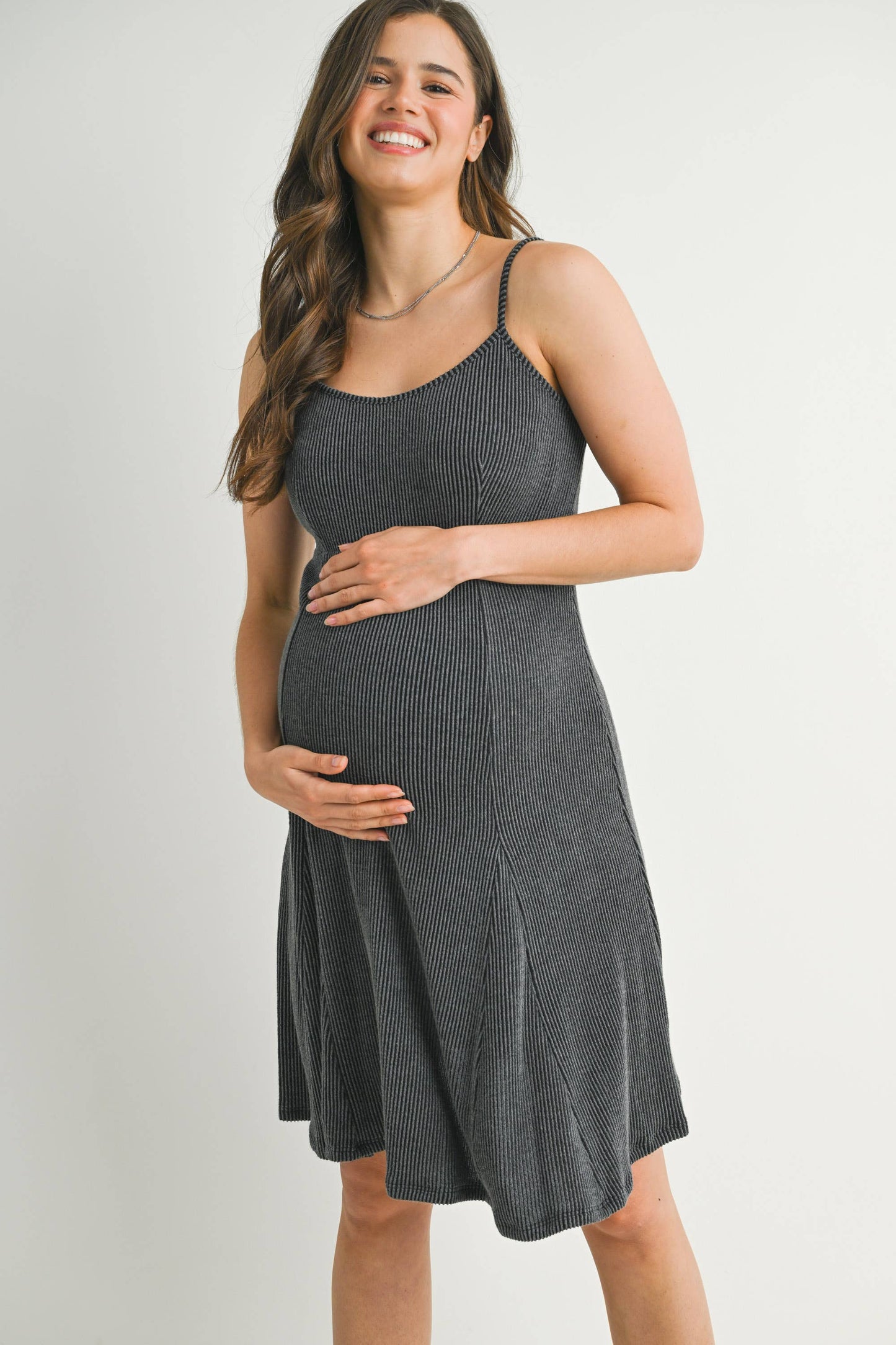 Ribbed Sleeveless Maternity Skater Dress