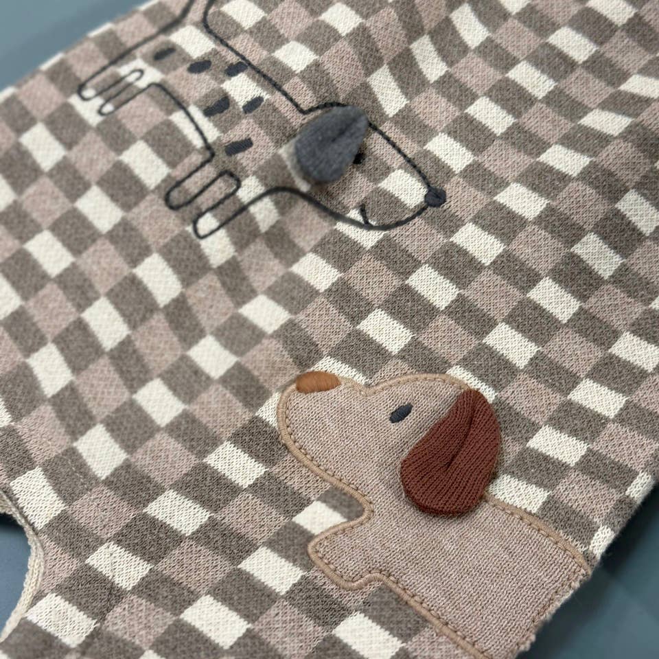 Check Dog 3D Knit Baby Overall Set (Organic Cotton)