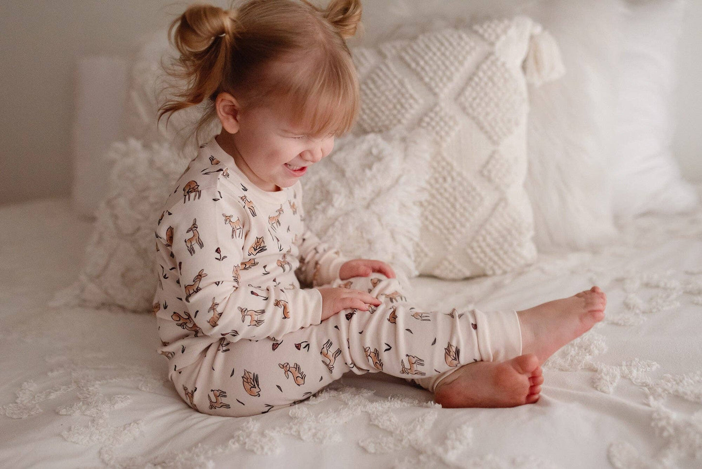 Kids' Organic L/Sleeve PJ Set in Doe-a-Deer