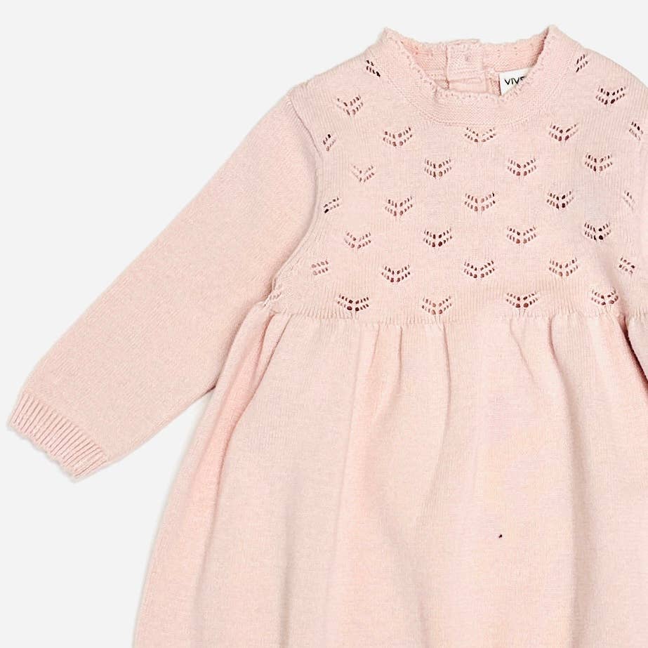 Milan Pointelle Knit Baby Sweater Dress (Organic Cotton)