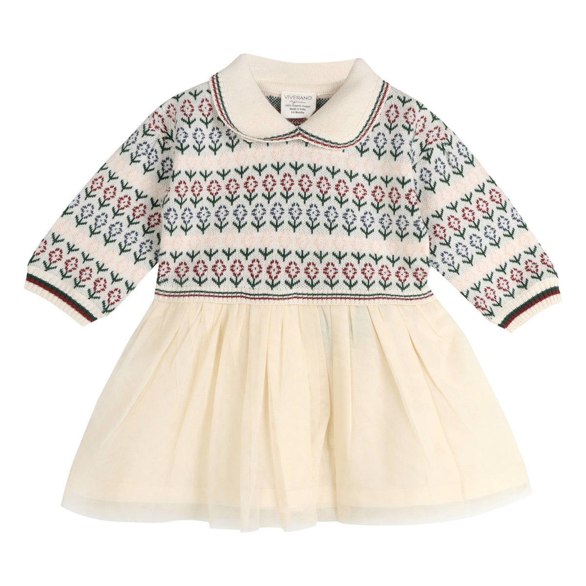 Dahlia Floral Jacquard Knit Baby Tutu Dress (Organic Cotton)