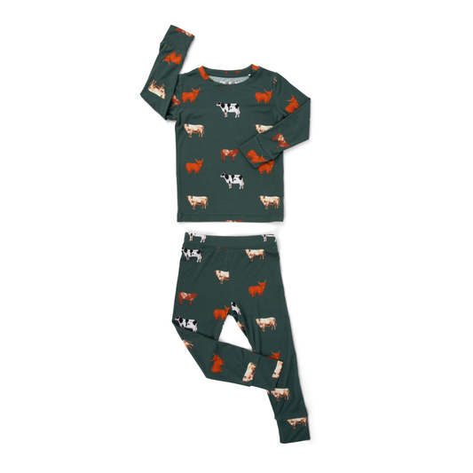 Bamboo 2-Piece Toddler Pajama Set | Green Cow