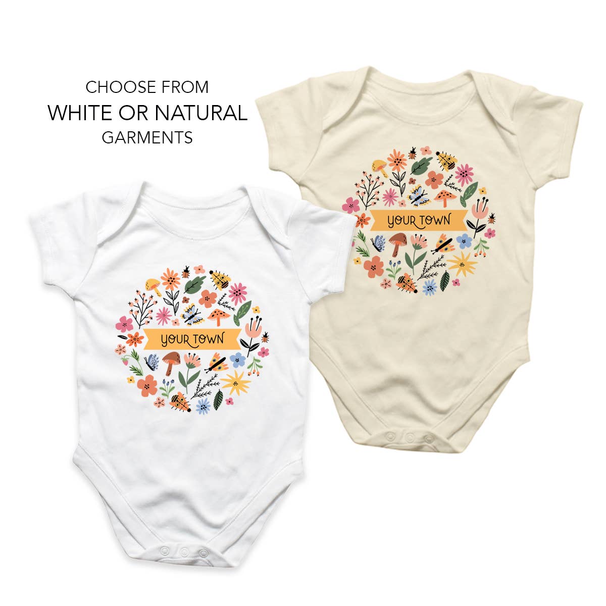 Personalized City Baby Bodysuit - Meadow Name Drop Design