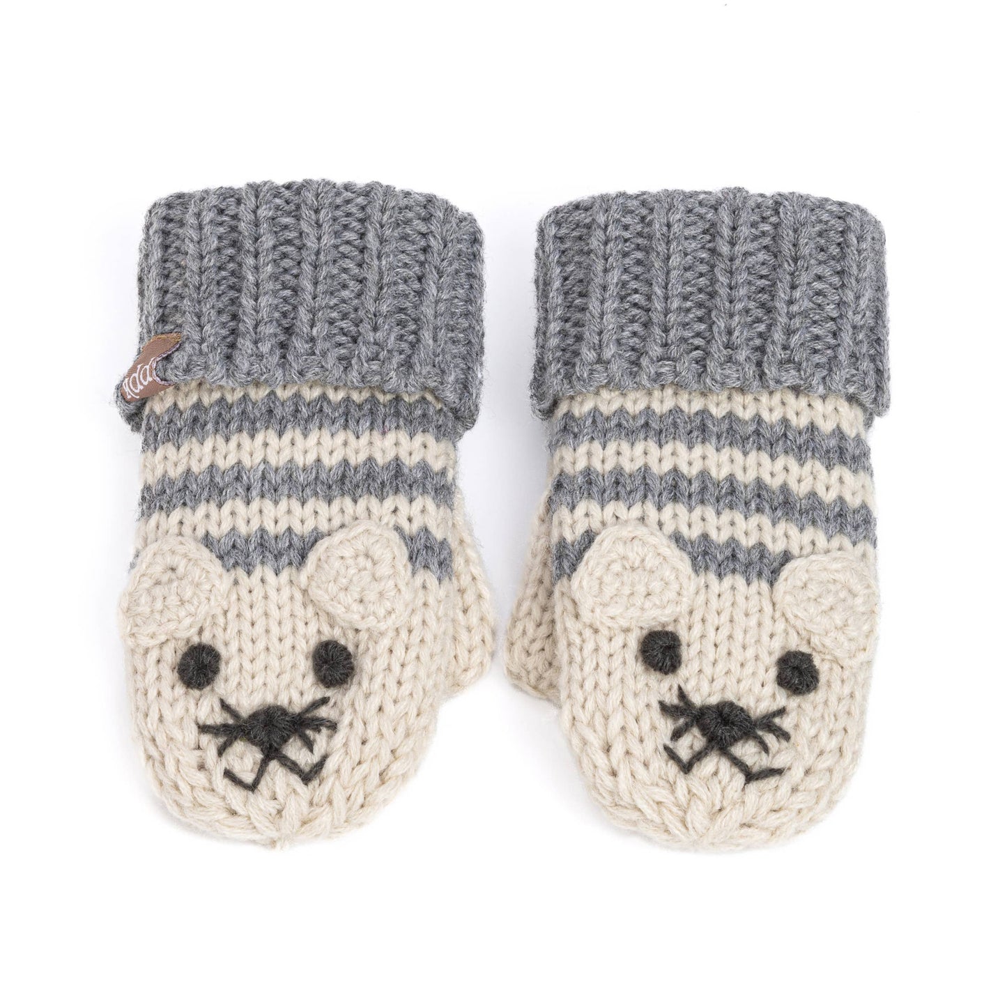 Knitted Cat Mittens - Toddler / Little Kids / Big Kid - Gray