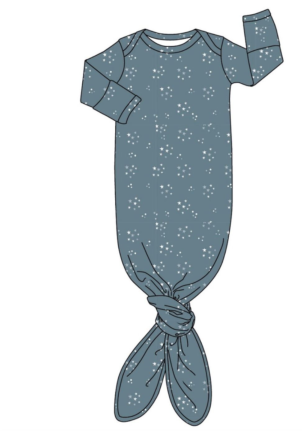 Baby Bamboo Knotted Baby Gown + Hat Gift Set - Starlit Sky