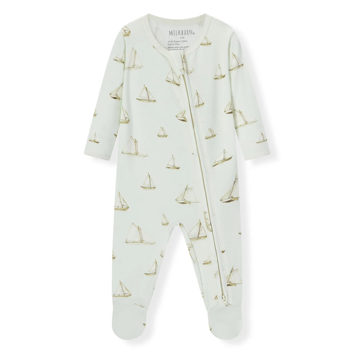 Organic Cotton Zipper Footed Pajama | Sailboat Melody