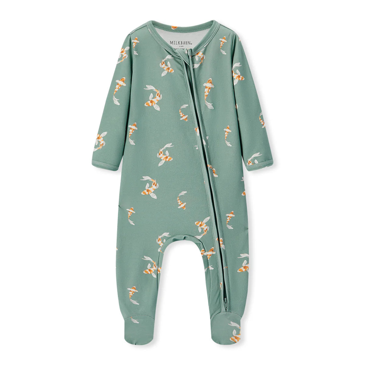 Organic Cotton Zipper Footed Romper| Swimming Koi