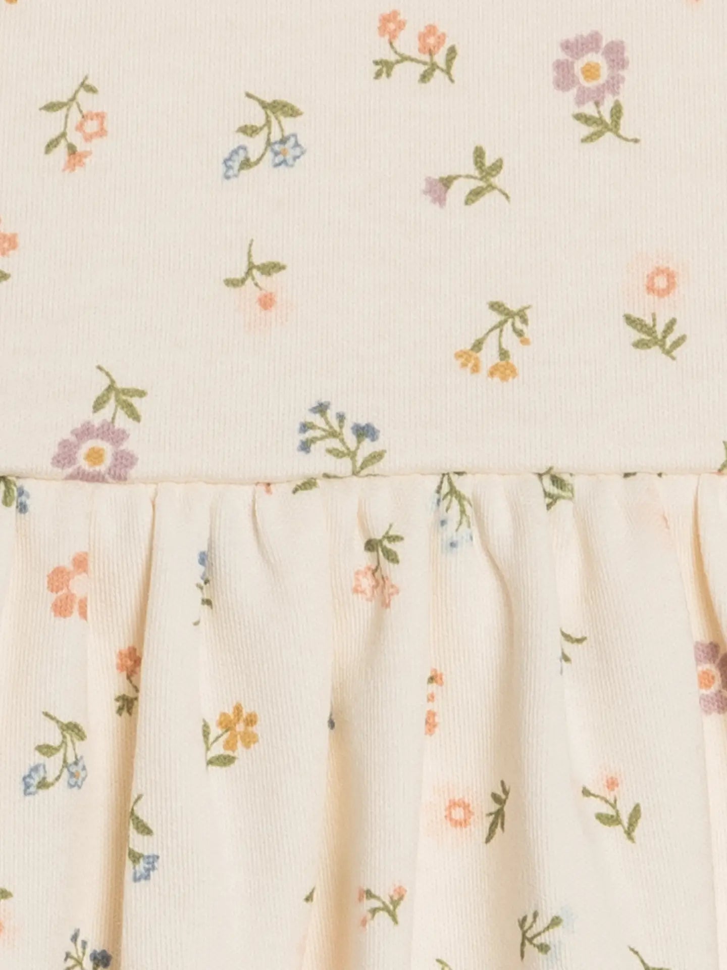 Rhoda Puff Sleeve Bodysuit Dress - Petaline Floral / Fog + Fern