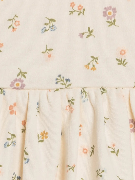 Rhoda Puff Sleeve Bodysuit Dress - Petaline Floral / Fog + Fern