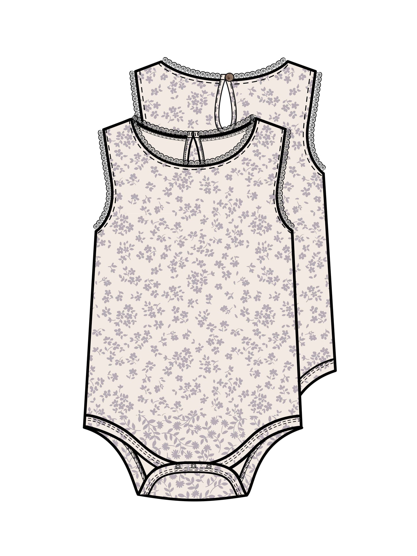 Organic Baby Luna Lace Bodysuit + Bloomer Set