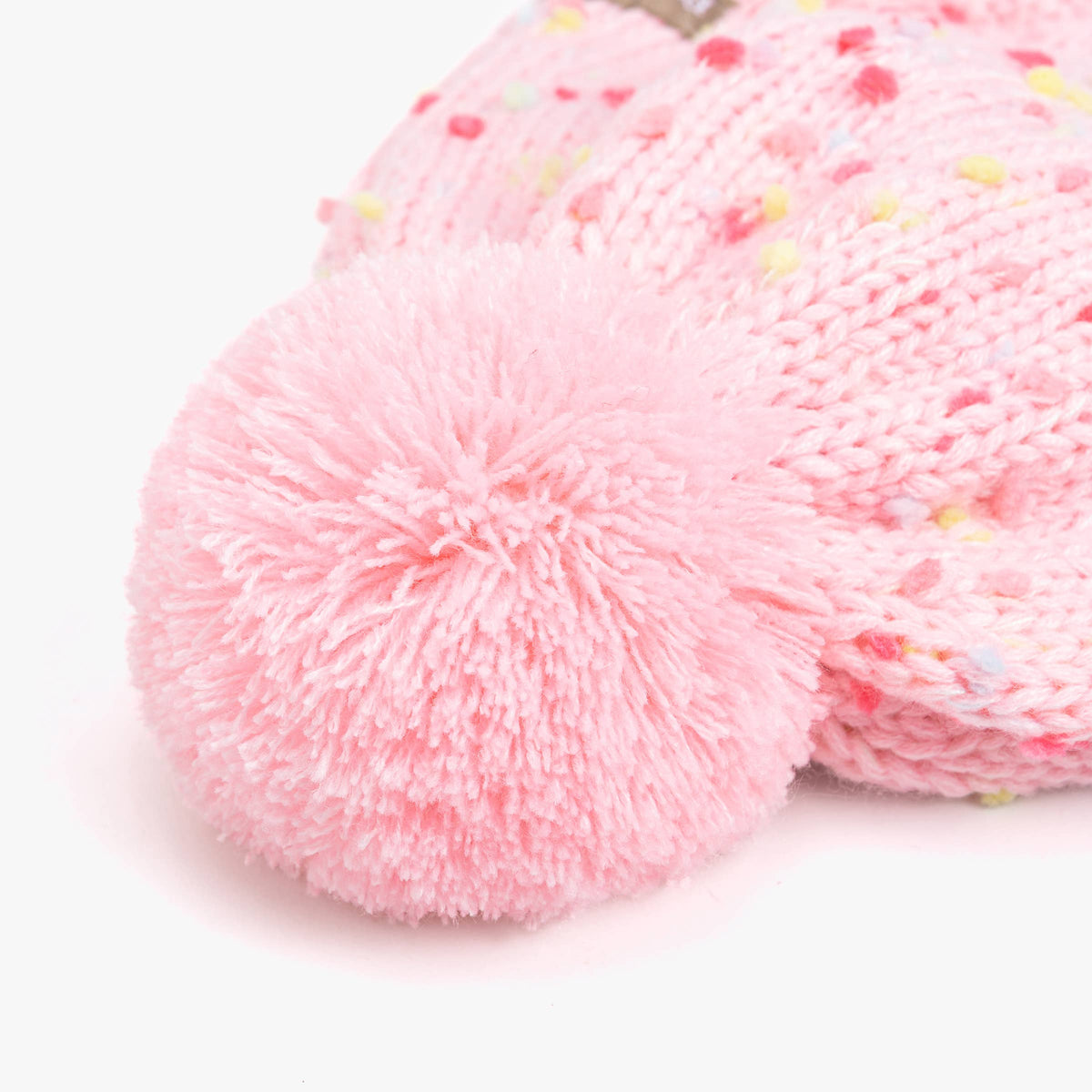 Earflap Winter Hat- Pink Specked- Toddler/ Girls 1-6