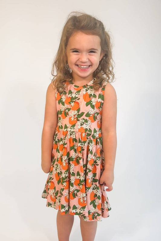 Orange Blossoms - Sleeveless Pocket Dress