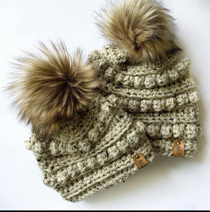 Oatmeal Bobble Beanies