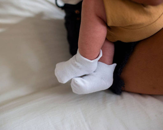 Cleary - White Non-Slip Silicone Grip Baby, Kids Ankle Socks