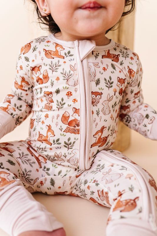 Baby Bamboo Pajamas - Bamboo Sleeper - Woodland Whimsy