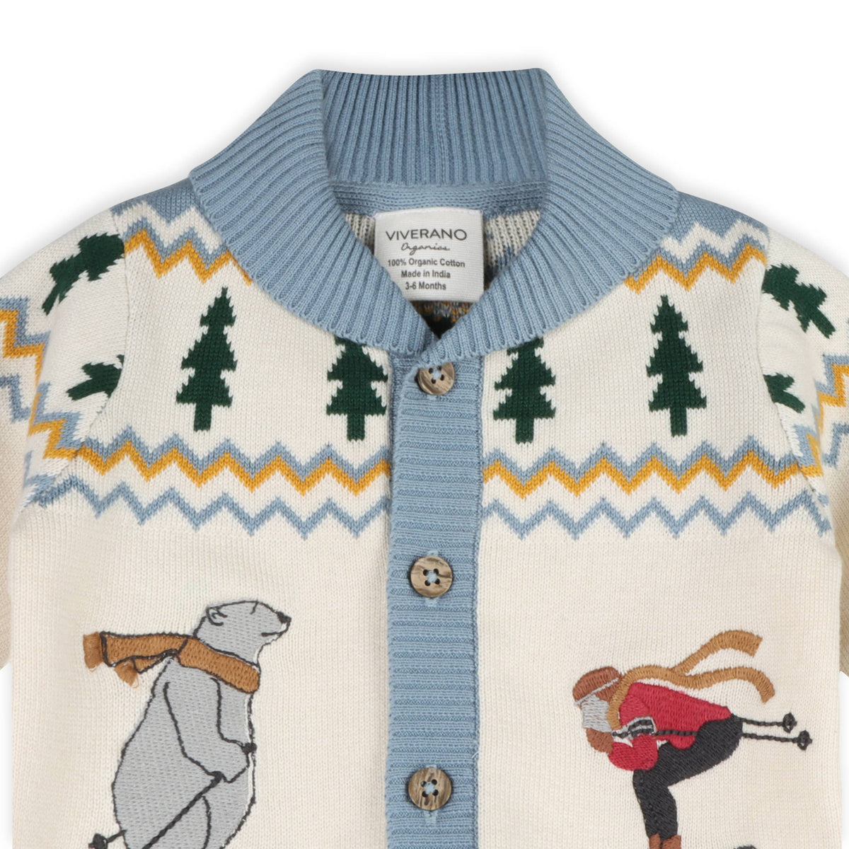 Ski Shawl Collar Baby Knit Cardigan (Organic Cotton)