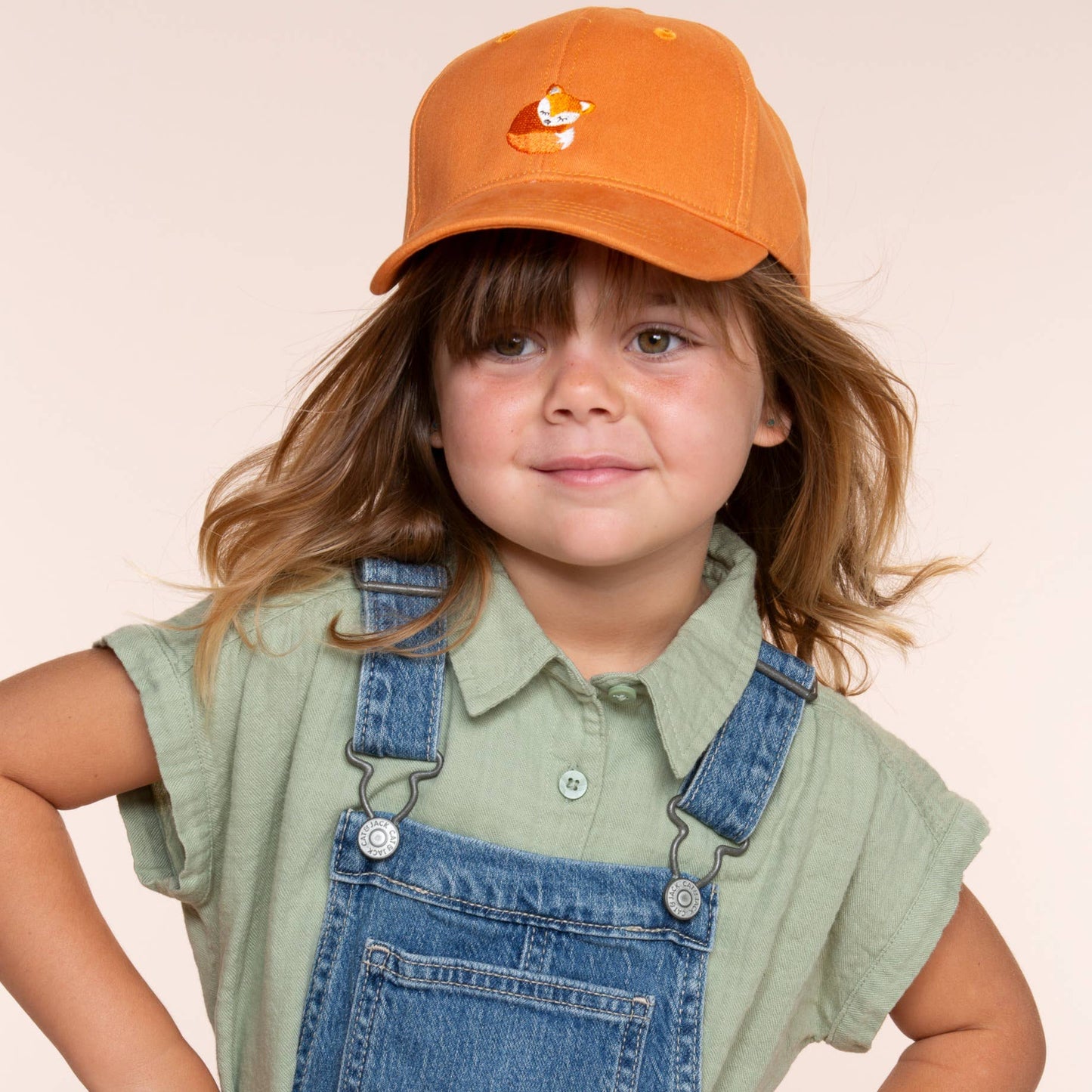 Kids Baseball Cap - Fox Patch - Orange