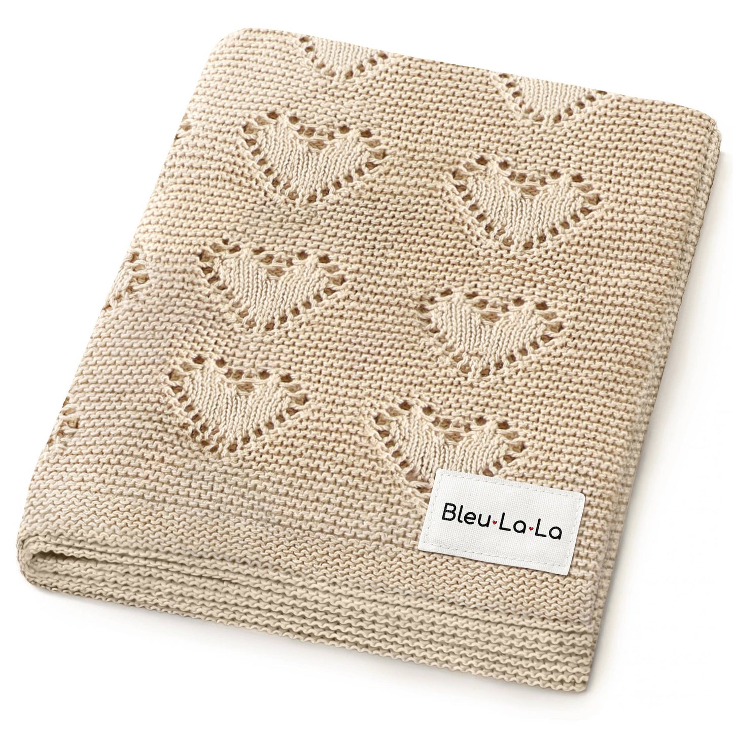 100% Luxury Cotton Receiving Swaddle Baby Blanket - Heart: Lavender