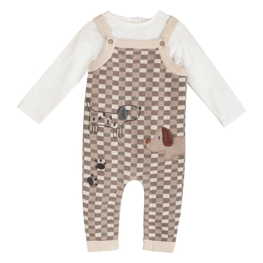 Check Dog 3D Knit Baby Overall Set (Organic Cotton)