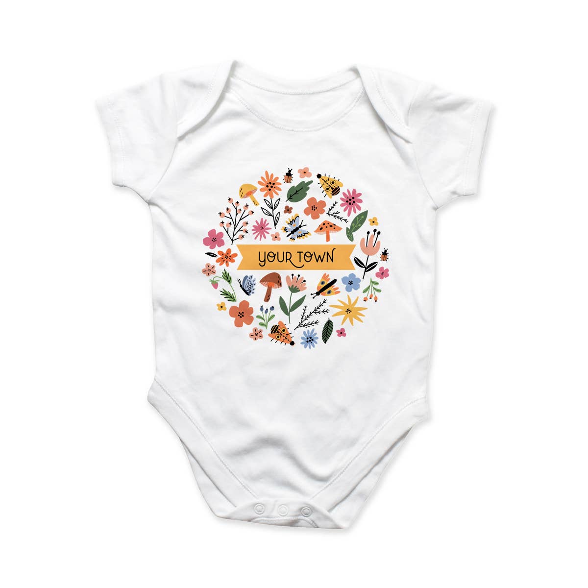 Personalized City Baby Bodysuit - Meadow Name Drop Design