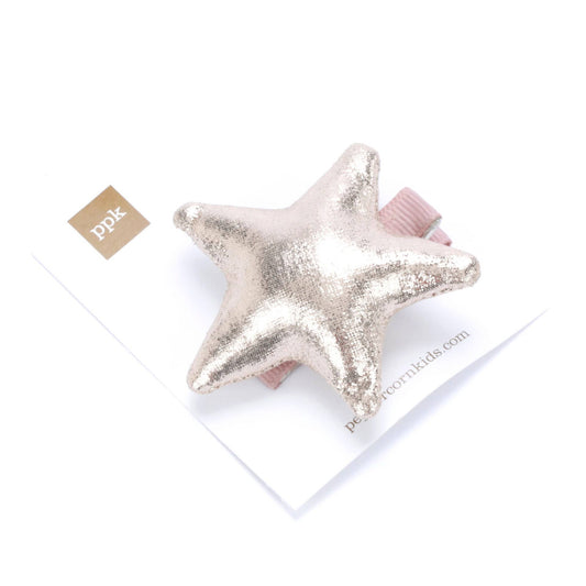Metallic Star Hair Clip Set of 2 - Pale Gold/ Silver