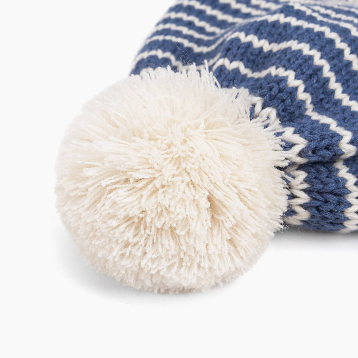 Kids Earflap Winter Hat- Striped Blue- Toddler/ Small Child
