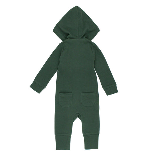 Organic Thermal 2-Way Zipper Romper in Evergreen