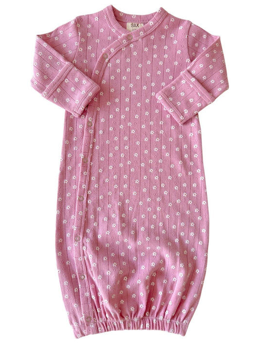 Pink Flower / Organic Pointelle Gown