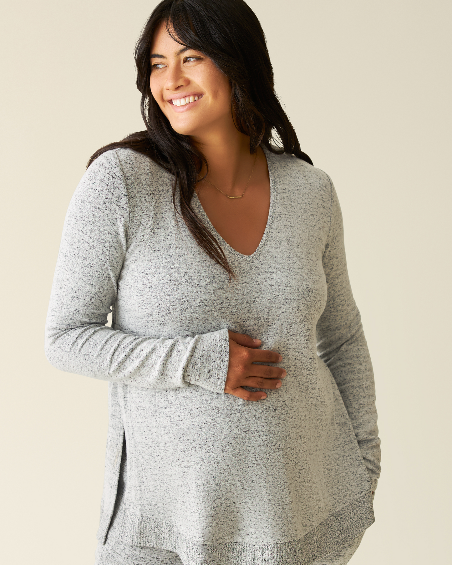 CozyKnit Maternity & Nursing V-neck Top