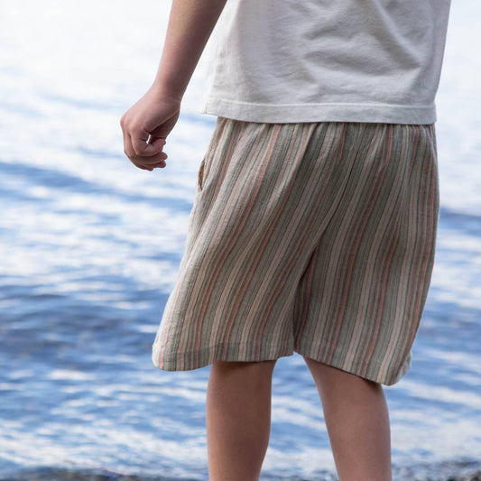 Boys Everyday Cotton Shorts | Mint Green Stripe