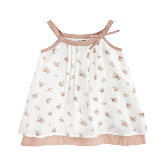 Tea Rose Floral Baby Dress + Bloomer (Organic)
