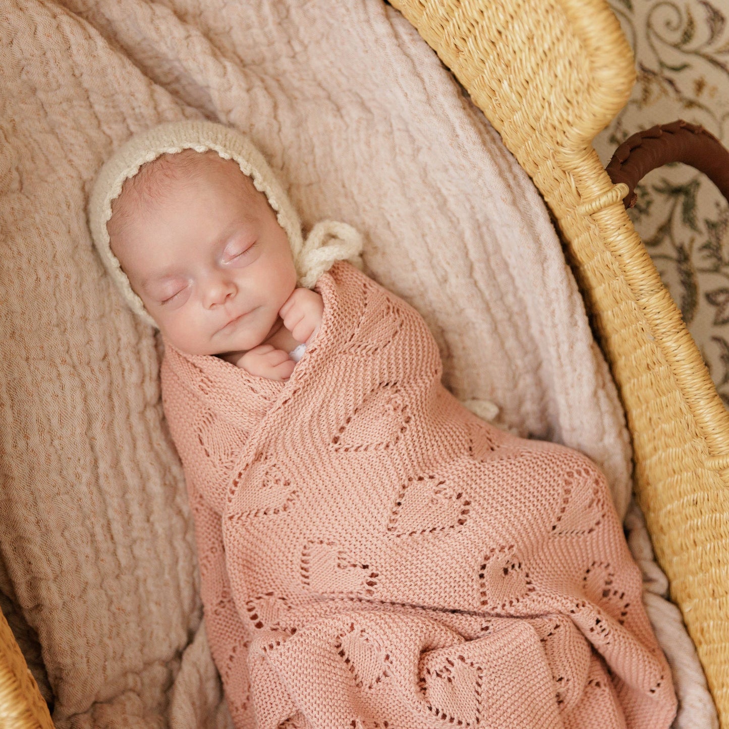 100% Luxury Cotton Receiving Swaddle Baby Blanket - Heart: Lavender