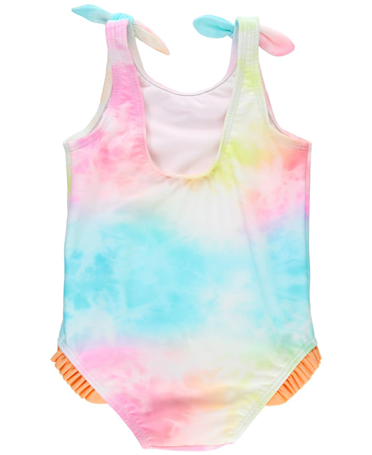 Girls Rainbow Tie Dye Tie Shoulder One Piece