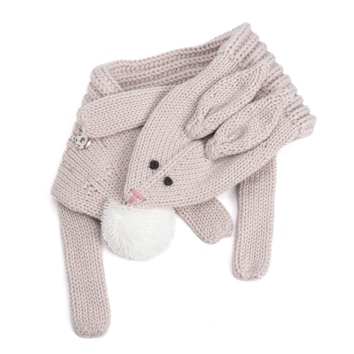 Girls Winter Bunny Scarf - Knit Neck Wrap 3-12, Pale Mauve