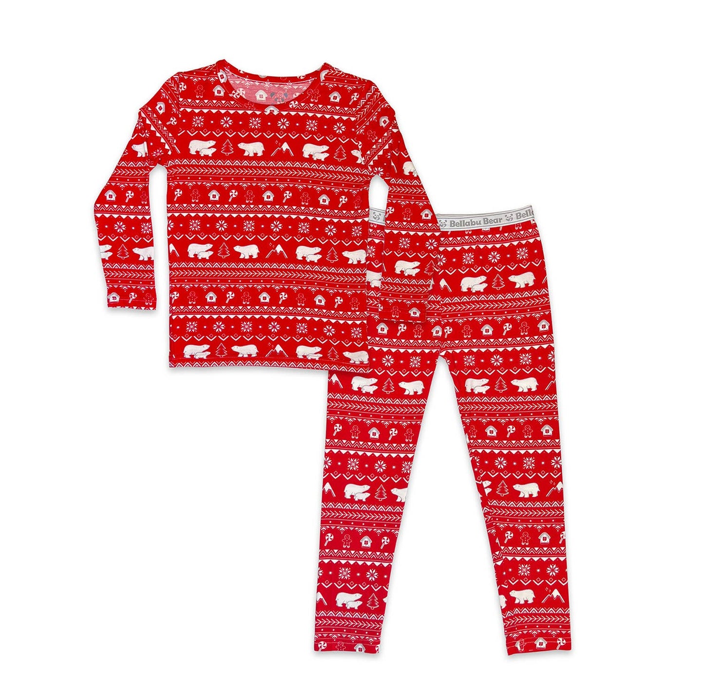 Christmas Pajamas: Polar Isle Red Bamboo Kids Two-Piece Set